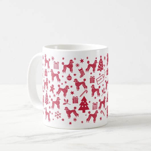 Poodle Christmas Design Koffiemok (Voorkant links)