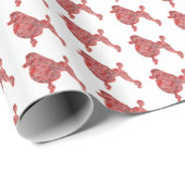 Poodle Christmas Dog Schattige Silhouet Wit Cadeaupapier (Rol Hoek)