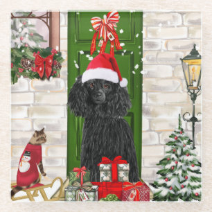 Poodle Christmas Glazen Onderzetter