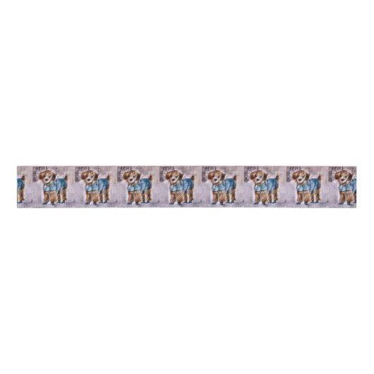 Poodle Christmas Grosgrain Lint (Voorkant)
