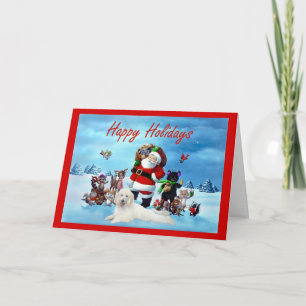 Poodle Christmas Kaart Santa en dieren