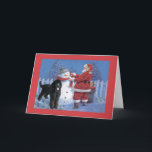Poodle Christmas Kaart Santa en Snowman<br><div class="desc">Het onthouden van familie en vrienden tijdens de feestdagen is een geweldige manier om in contact te blijven met de mensen van wie je houdt en waar je om geeft. Ik heb deze hondenvakantiecaarten met liefde en zorg gemaakt en ik weet zeker dat iedereen die van honden houdt, ze met...</div>