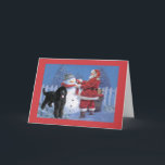 Poodle Christmas Kaart Santa en Snowman<br><div class="desc">Het onthouden van familie en vrienden tijdens de feestdagen is een geweldige manier om in contact te blijven met de mensen van wie je houdt en waar je om geeft. Ik heb deze hondenvakantiecaarten met liefde en zorg gemaakt en ik weet zeker dat iedereen die van honden houdt, ze met...</div>