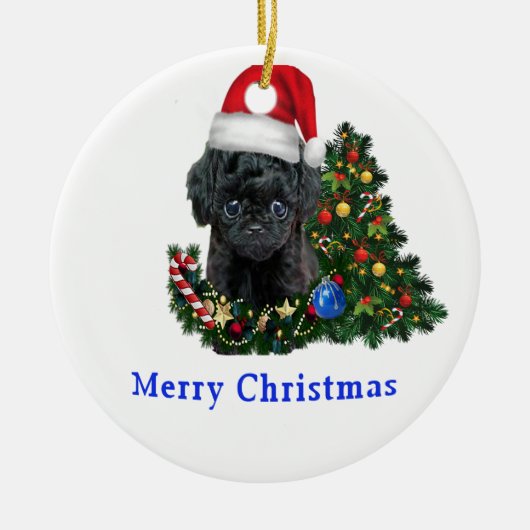 Poodle Christmas Keramisch Ornament (Voorkant)