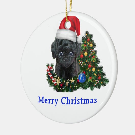 Poodle Christmas Keramisch Ornament (Links)
