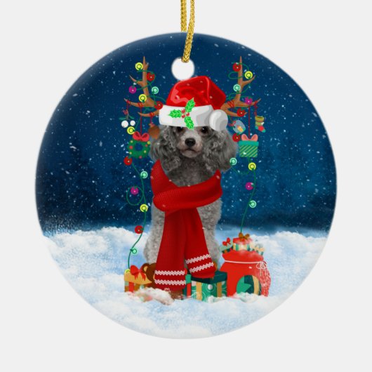 Poodle Christmas Keramisch Ornament (Voorkant)