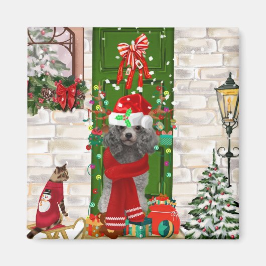 Poodle Christmas Magneet (Voorkant)