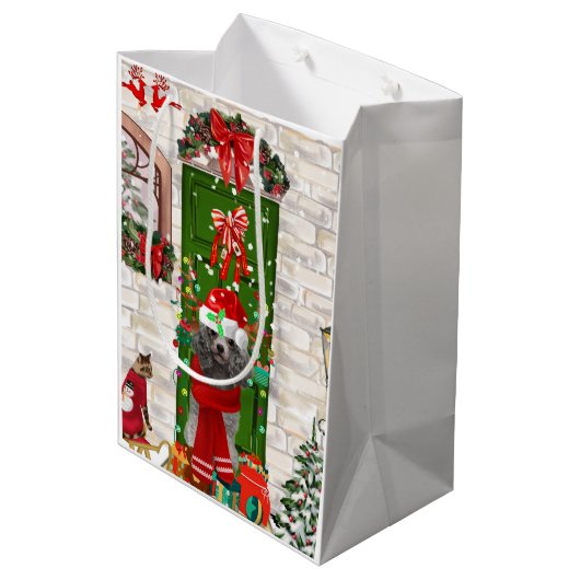 Poodle Christmas Medium Cadeauzakje (Achterkant Gekanteld)