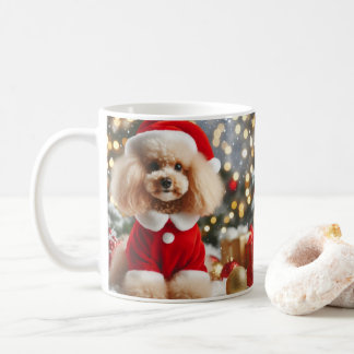 Poodle Christmas Mug – Cute Dog with Santa Hat  Koffiemok