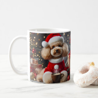 Poodle Christmas Mug – Cute Dog with Santa Hat Koffiemok