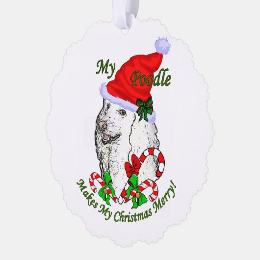 Poodle Christmas Ornament Kaart (Links)