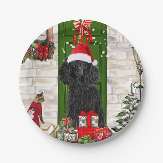 Poodle Christmas Papieren Bordje (Voorkant)