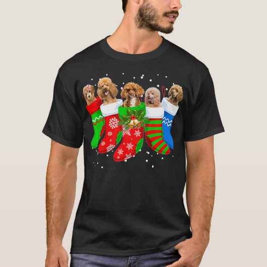 Poodle Christmas Poodle Dog Schattige Sokken Gift T-shirt (Voorkant)