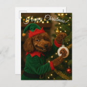 Poodle Christmas postcard Feestdagenkaart (Voorkant / Achterkant)