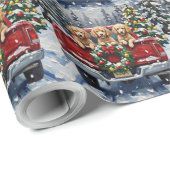 Poodle Christmas Red Truck Holiday Cadeaupapier (Rol Hoek)