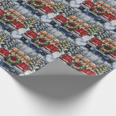 Poodle Christmas Red Truck Holiday Cadeaupapier (Hoek)