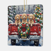 Poodle Christmas Red Truck Holiday Keramisch Ornament (Links)
