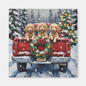 Poodle Christmas Red Truck Holiday Magneet (Voorkant)