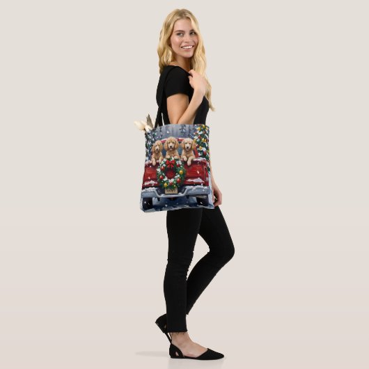 Poodle Christmas Red Truck Holiday Tote Bag (Op model)