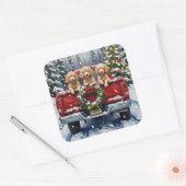 Poodle Christmas Red Truck Holiday Vierkante Sticker (Envelop)