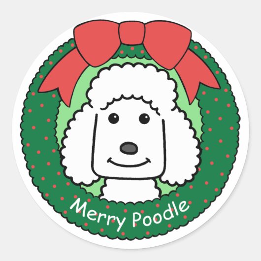 Poodle Christmas Ronde Sticker (Voorkant)