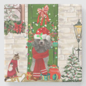 Poodle Christmas Stenen Onderzetter (Voorkant)