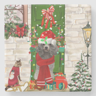 Poodle Christmas Stenen Onderzetter