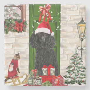 Poodle Christmas Stenen Onderzetter