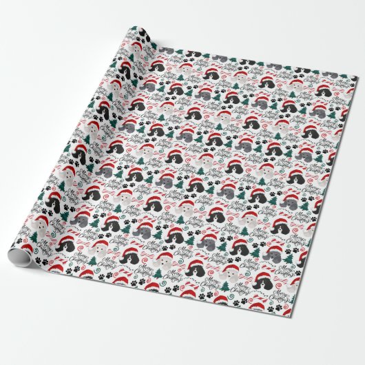 Poodle Christmas Wrapping Paper Cadeaupapier (Uitgerold)