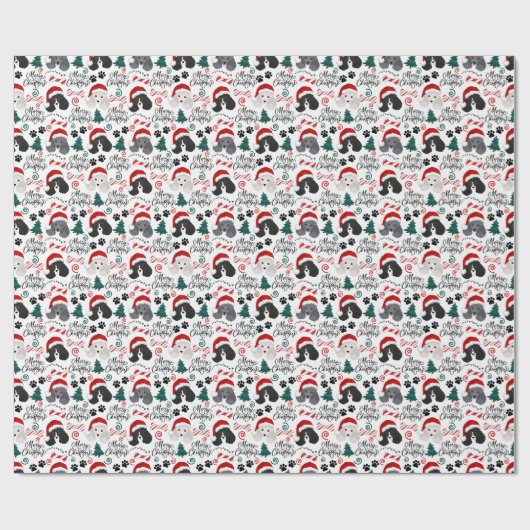 Poodle Christmas Wrapping Paper Cadeaupapier (Vlak)