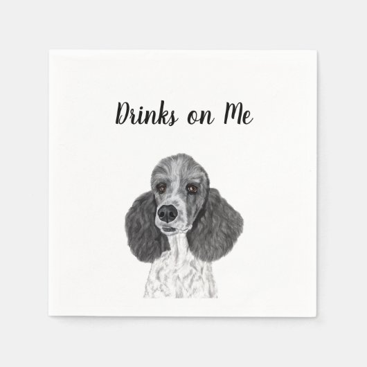 Poodle Cocktail Napkins Servet (Voorkant)