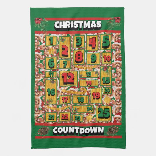 Poodle Countdown Kerst Adventskalender Hond Theedoek (Verticaal)