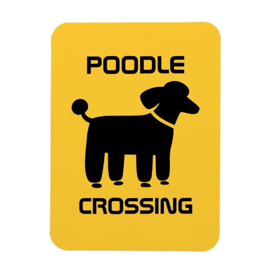 Poodle Crossing - Zwart op geel - Magneet (Verticaal)