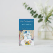 Poodle Cupcake Tea Party Visitekaartje (Staand voorkant)