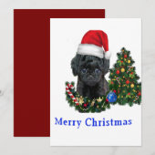 Poodle cute hond Kerstkaart (Voorkant / Achterkant)