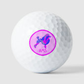 Poodle Cute Pink Dog Silhouette Monogram Golfballen (Voorkant)