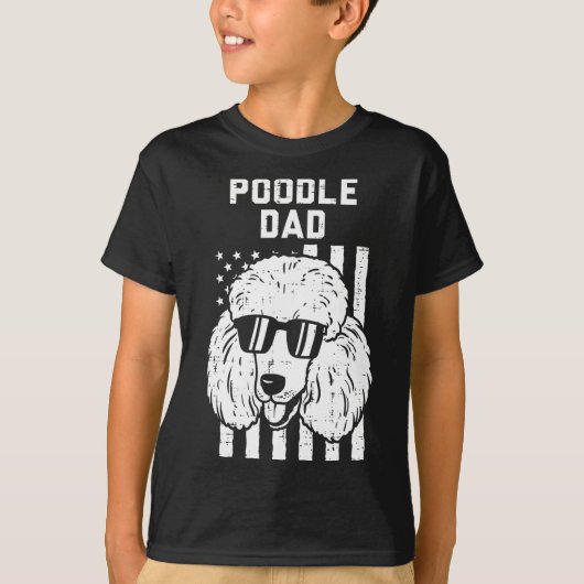 Poodle Dad US Flag Cool Patriotic Hondenliefhebber T-shirt (Voorkant)