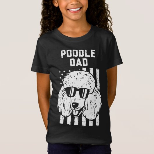 Poodle Dad US Flag Cool Patriotic Hondenliefhebber T-shirt (Voorkant)