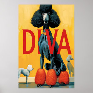 Poodle Diva-kunstprint vintage-geïnspireerde hond Poster