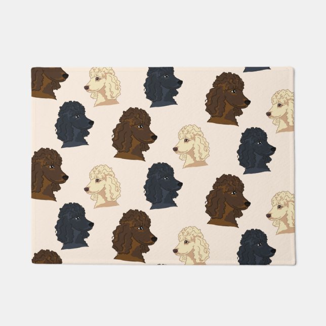 Poodle dog Animal Patroon beige pet schattige pupi Deurmat (Voorkant)