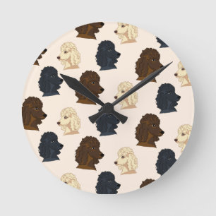 Poodle dog Animal Patroon beige pet schattige pupi Ronde Klok
