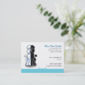 Poodle Dog Art Pet Business Blue Visitekaartje (Staand voorkant)