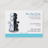 Poodle Dog Art Pet Business Blue Visitekaartje (Voorkant)