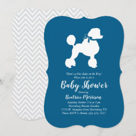 Poodle Dog Baby shower Frans Blauw voor Jongen Kaart