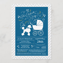 Poodle Dog Baby shower Frans Blauw voor Jongen Kaart