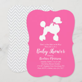 Poodle Dog Baby shower Frans Puppy Roze Meisje Kaart