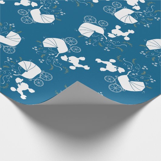 Poodle Dog Baby shower Puppy Blue Boy Cadeaupapier (Hoek)