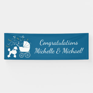 Poodle Dog Baby shower Puppy Blue Boy Spandoek