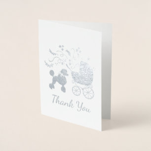 Poodle Dog Baby shower Puppy Gray Geslacht Neutraa Folie Kaarten