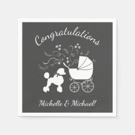 Poodle Dog Baby shower Puppy Gray Geslacht Neutraa Servet